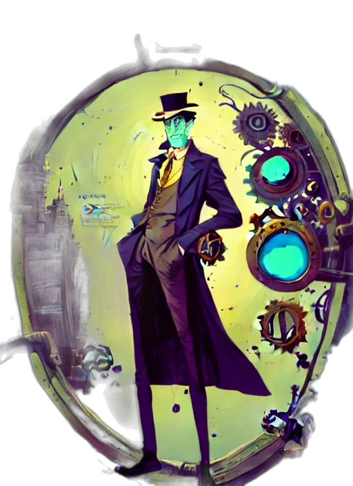 robot, staff, concept art, comic book art transparent PNG cut-out