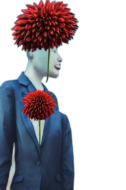 flower, crown, hair, jacket transparent PNG cut-out