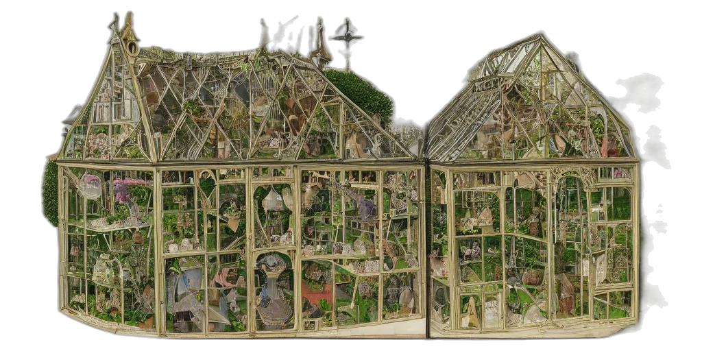 concept art, 3d render, greenhouse, side transparent PNG cut-out