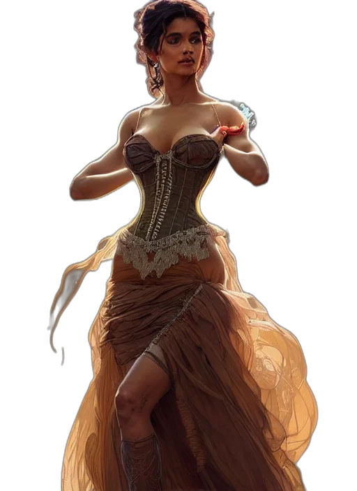 dress, fantasy art, concept art, comic book art transparent PNG cut-out