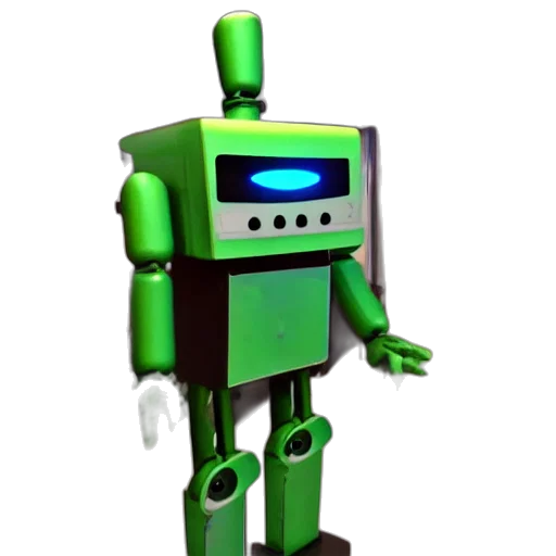 robot, staff, 3d render, pixel art transparent PNG cut-out