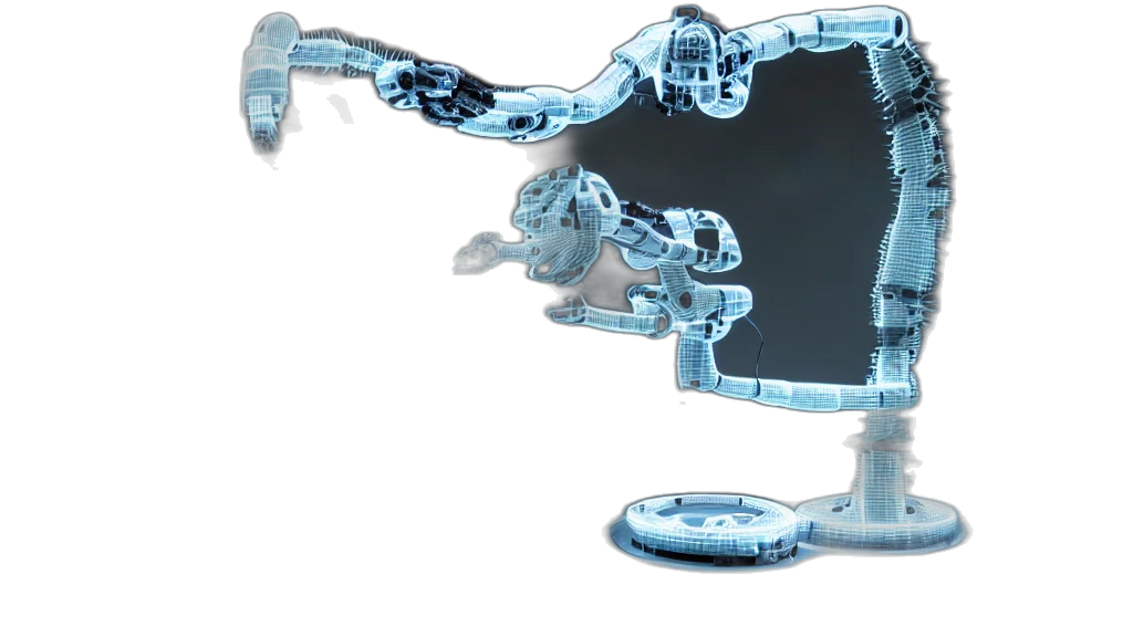 robot, weapon, concept art, 3d render transparent PNG cut-out