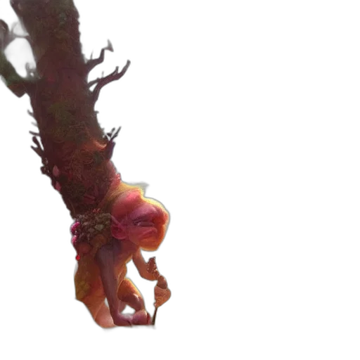 creature, tree, staff, dragon transparent PNG cut-out