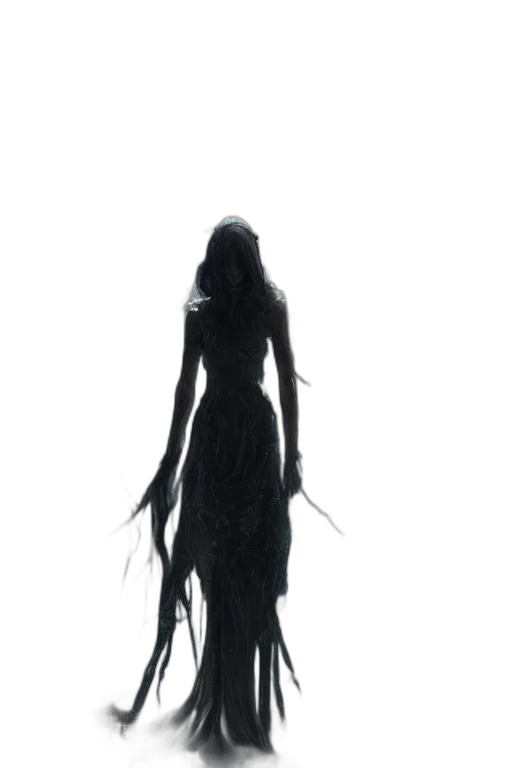 dress, creature, hair, staff transparent PNG cut-out