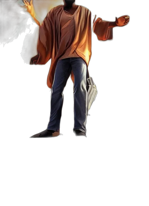 jacket, staff, concept art, comic book art transparent PNG cut-out