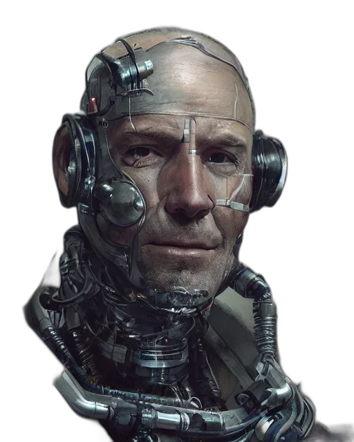 robot, face, mask, jacket transparent PNG cut-out