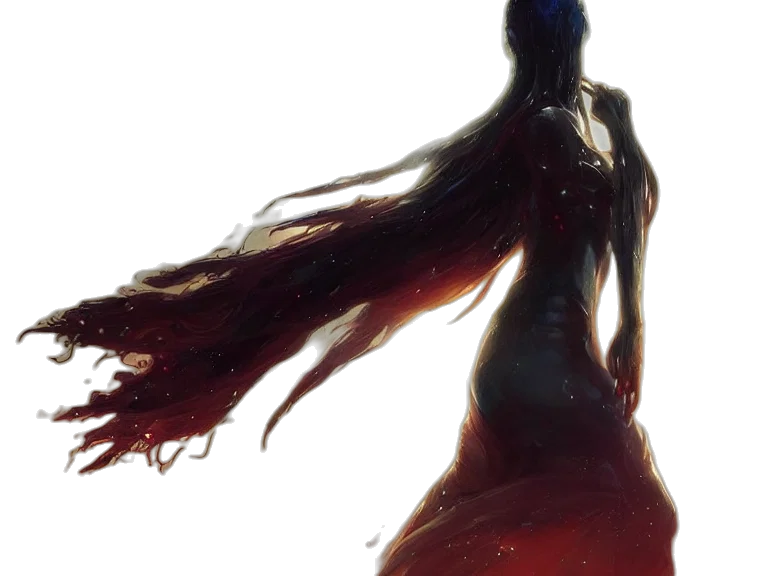dress, hair, creature, concept art transparent PNG cut-out