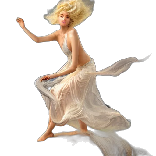 dress, hair, hat, staff transparent PNG cut-out