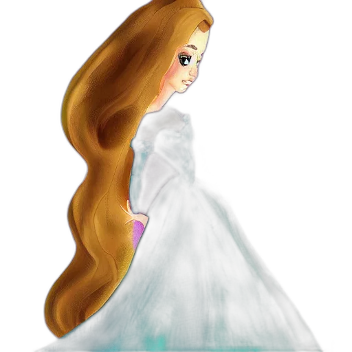 dress, hair, 3d render, watercolor transparent PNG cut-out