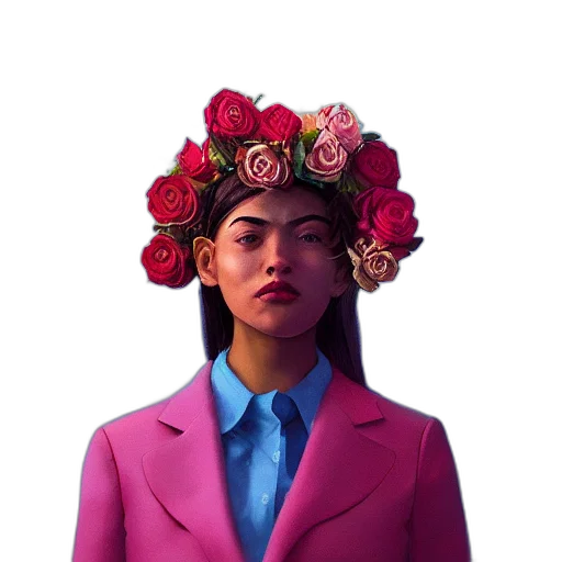 crown, face, jacket, flower transparent PNG cut-out
