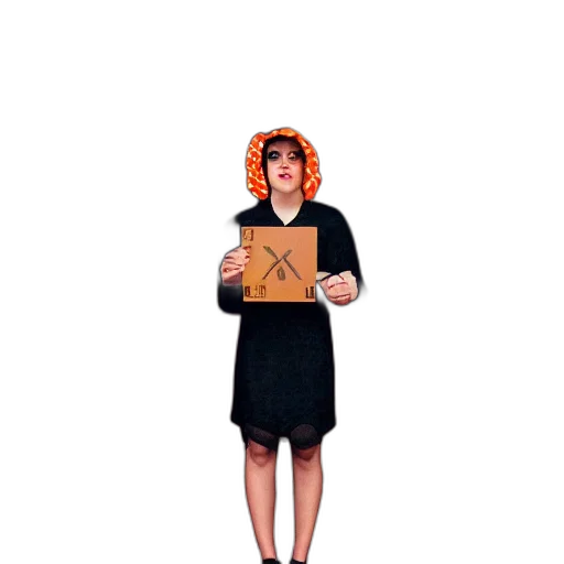 dress, hat, face, staff transparent PNG cut-out