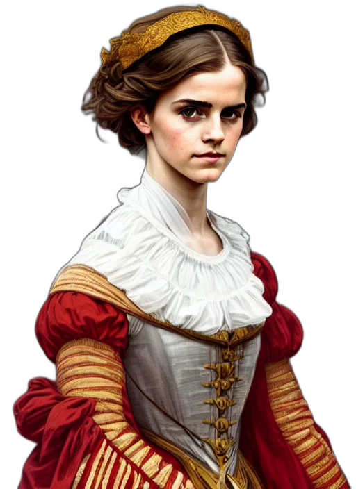 face, dress, crown, staff transparent PNG cut-out