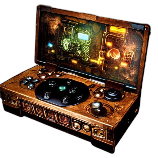 concept art, steampunk, gaming, console transparent PNG cut-out