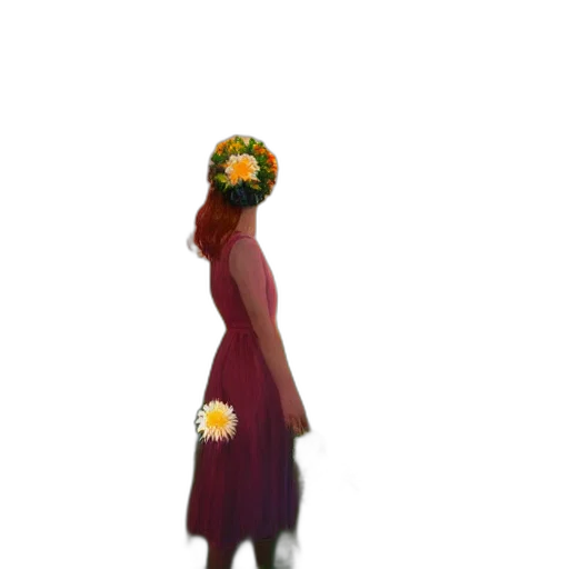 dress, flower, crown, staff transparent PNG cut-out