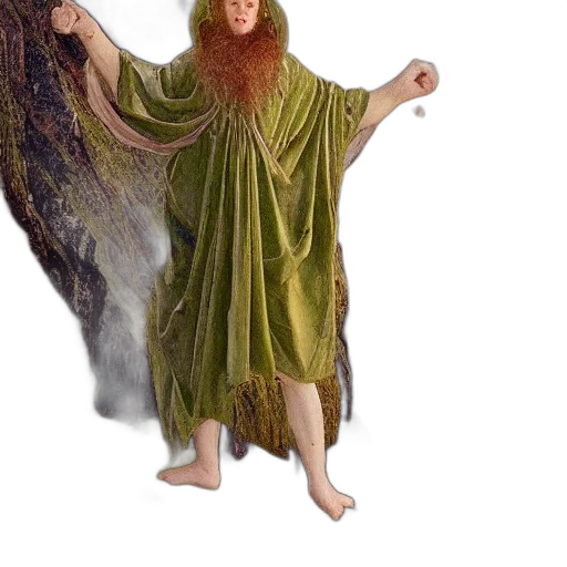 creature, dress, staff, dragon transparent PNG cut-out
