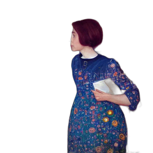dress, jacket, staff, oil painting transparent PNG cut-out
