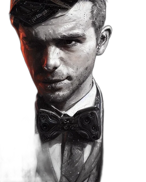 face, comic book art, concept art, photorealistic transparent PNG cut-out