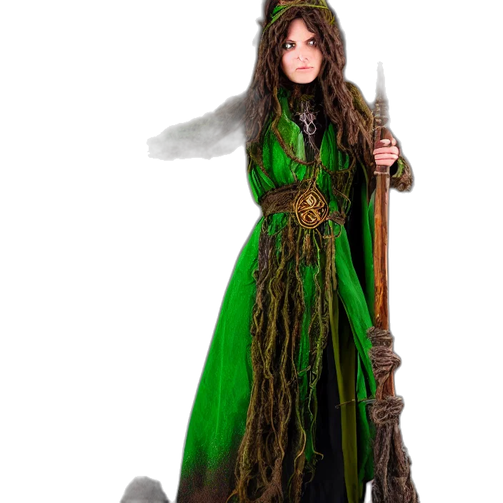 staff, dress, tree, fantasy art transparent PNG cut-out