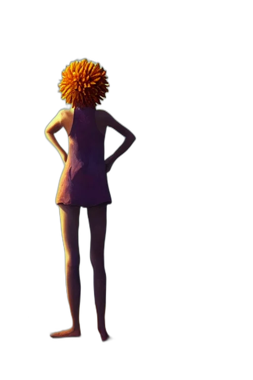 dress, staff, hair, robot transparent PNG cut-out