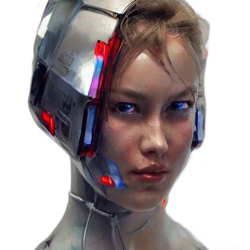 robot, face, mask, cyberpunk transparent PNG cut-out