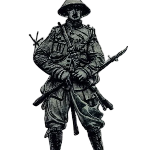 staff, jacket, weapon, hat transparent PNG cut-out
