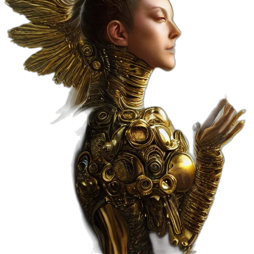 jewelry, robot, crown, fantasy art transparent PNG cut-out