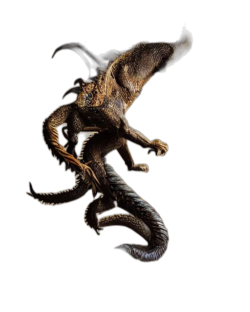 dragon, creature, animal, staff transparent PNG cut-out