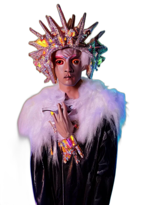 mask, crown, staff, jacket transparent PNG cut-out
