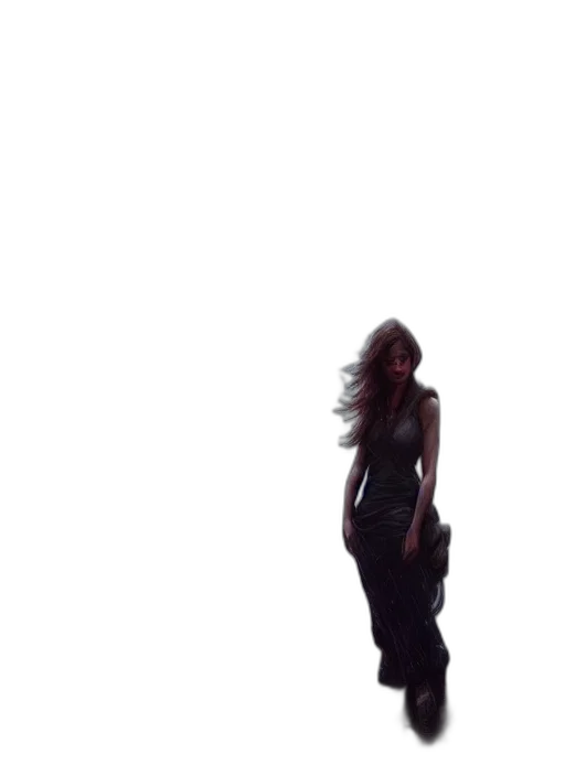 dress, hair, jacket, staff transparent PNG cut-out
