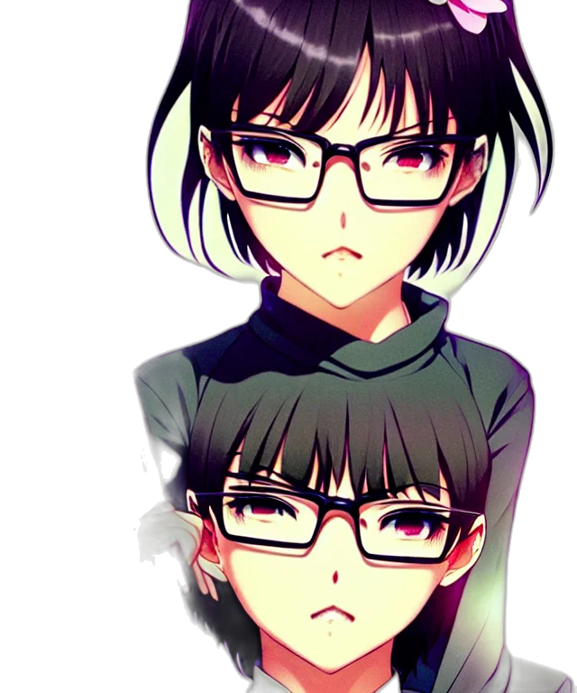 face, anime, cartoon, pixel art transparent PNG cut-out