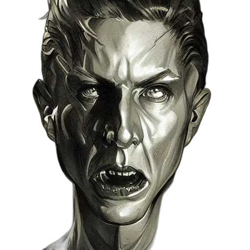 face, mask, creature, comic book art transparent PNG cut-out