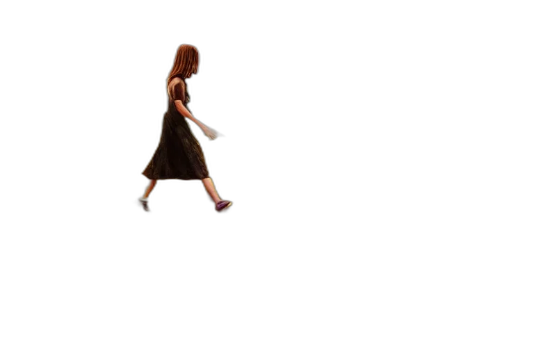 dress, shoes, staff, hair transparent PNG cut-out