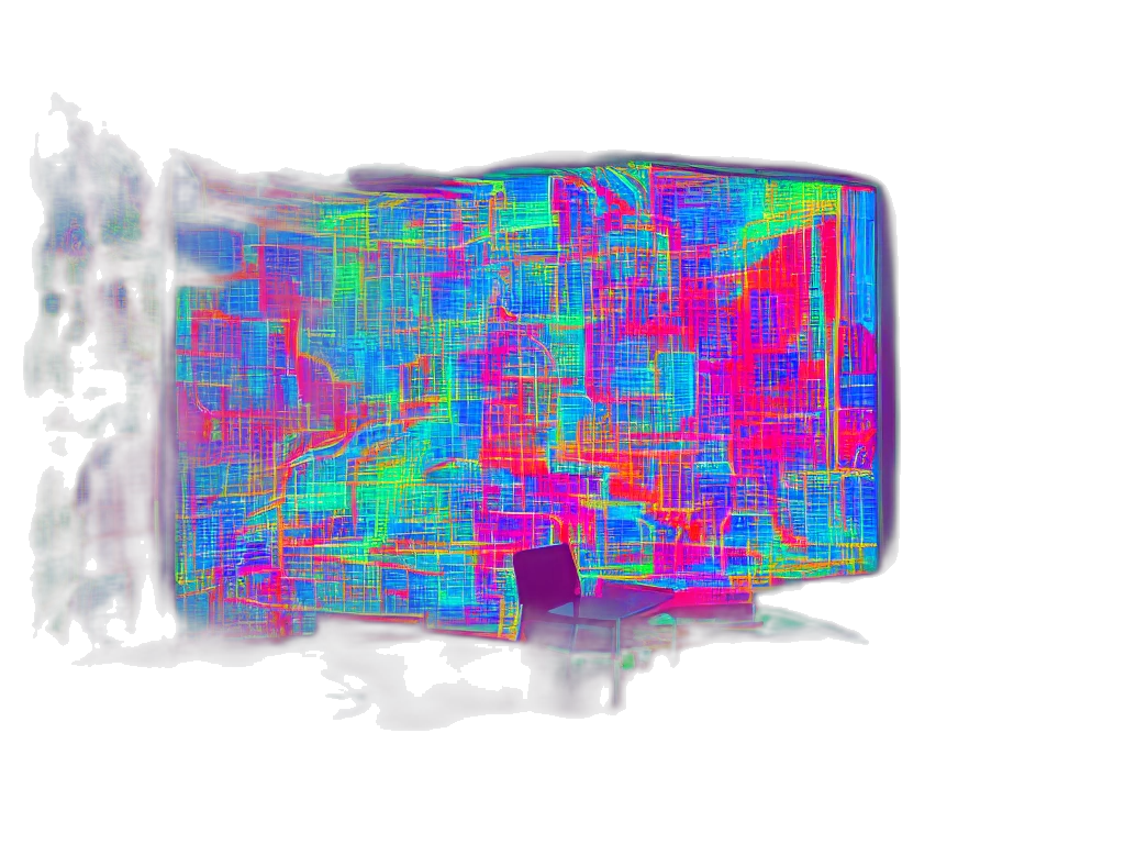 robot, 3d render, vaporwave, pixel art transparent PNG cut-out