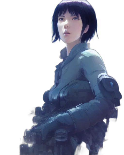 robot, jacket, weapon, face transparent PNG cut-out