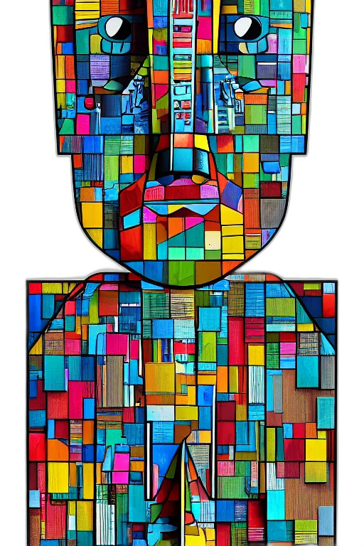 face, mask, robot, pixel art transparent PNG cut-out