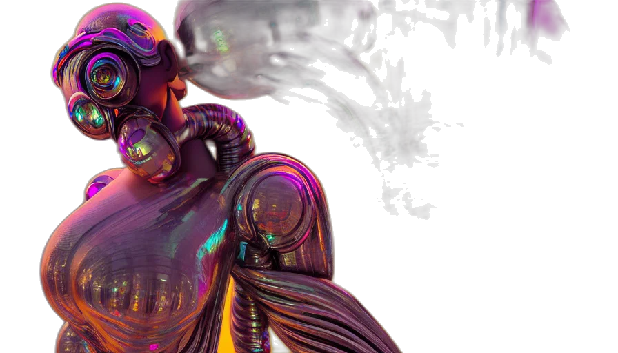 robot, cyberpunk, concept art, 3d render transparent PNG cut-out