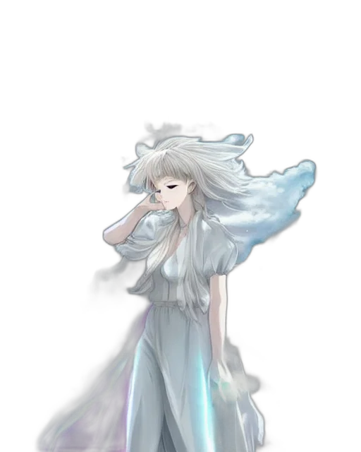 dress, staff, creature, hair transparent PNG cut-out