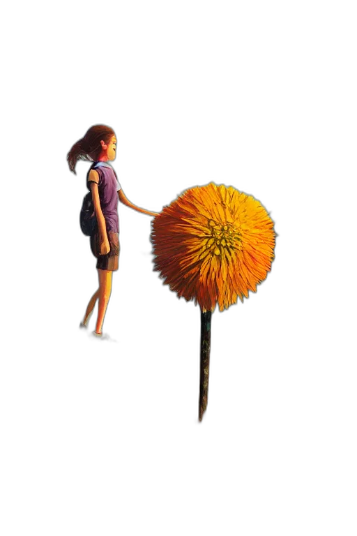 staff, flower, umbrella, hair transparent PNG cut-out