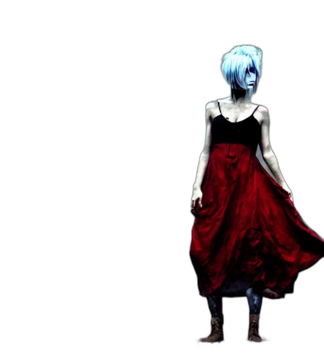 dress, creature, mask, staff transparent PNG cut-out
