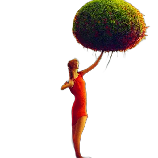 tree, staff, dress, hair transparent PNG cut-out