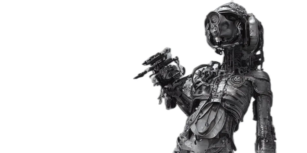 robot, weapon, concept art, 3d render transparent PNG cut-out