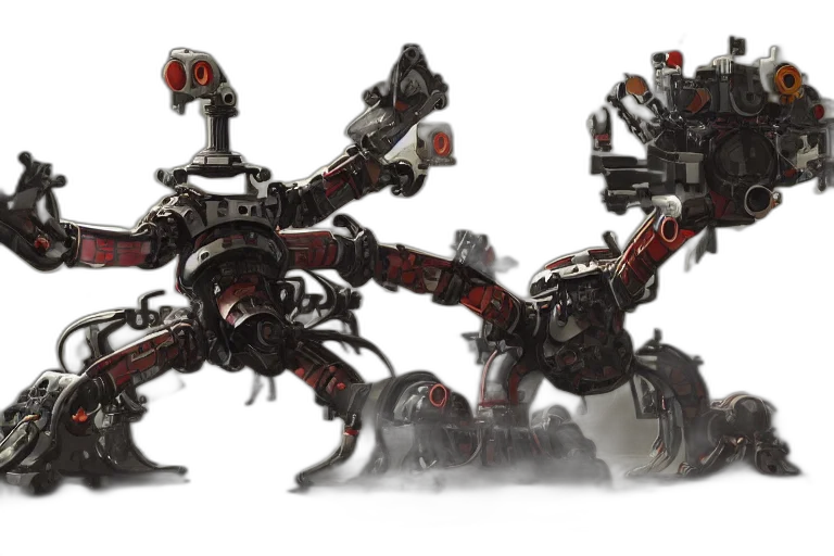 robot, weapon, concept art, 3d render transparent PNG cut-out