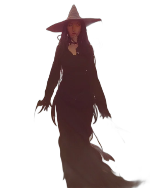 dress, hat, staff, creature transparent PNG cut-out
