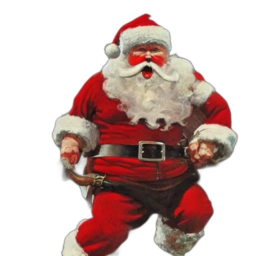 drunken, furious, berserker, santa transparent PNG cut-out