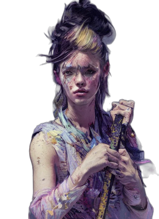 staff, face, dress, weapon transparent PNG cut-out
