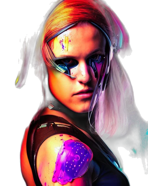 face, cyberpunk, concept art, fantasy art transparent PNG cut-out