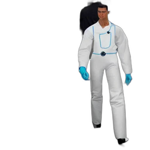 jacket, staff, robot, 3d render transparent PNG cut-out
