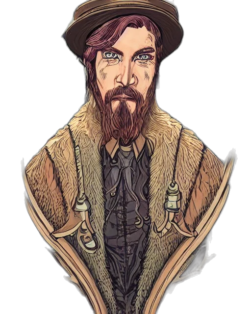 jacket, hat, staff, face transparent PNG cut-out