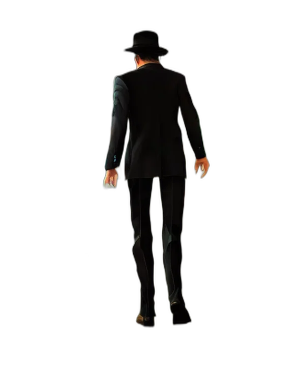 jacket, hat, staff, robot transparent PNG cut-out