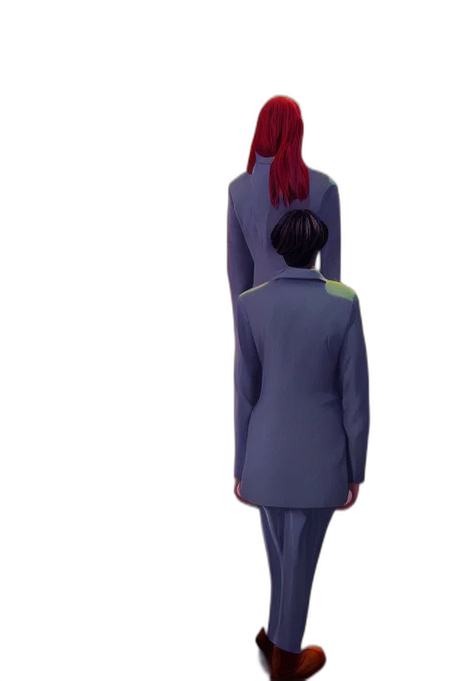 dress, staff, jacket, hair transparent PNG cut-out